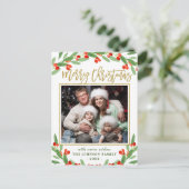 ホリーベリーブランチPHOTOクリスマスグリーティング ポストカード (スタンド正面)