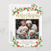 ホリーベリーブランチPHOTOクリスマスグリーティング ポストカード (正面/裏面)