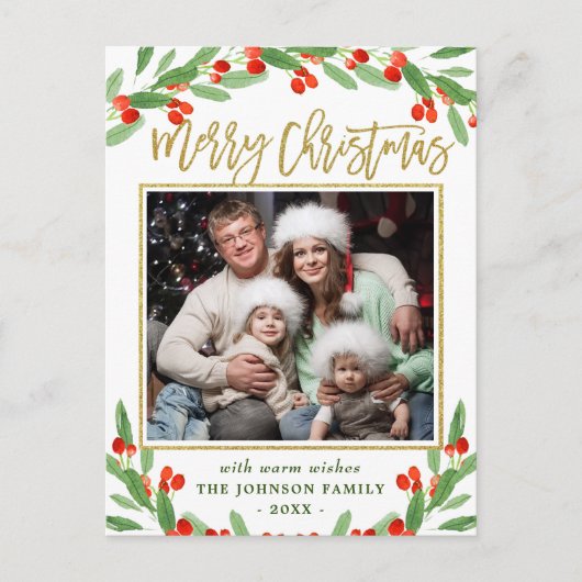 ホリーベリーブランチPHOTOクリスマスグリーティング ポストカード (正面)