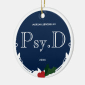 ホリーベリーブルーホワイトネームYear Psy.D卒業 セラミックオーナメント (左)