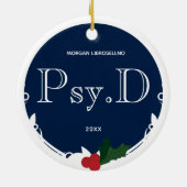 ホリーベリーブルーホワイトネームYear Psy.D卒業 セラミックオーナメント (裏面)