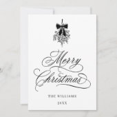 ホリーベリーブーケロマンチックなクリスマスフォトフラット シーズンカード (正面)