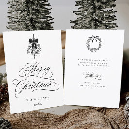 ホリーベリーブーケロマンチックなクリスマスフォトフラット シーズンカード