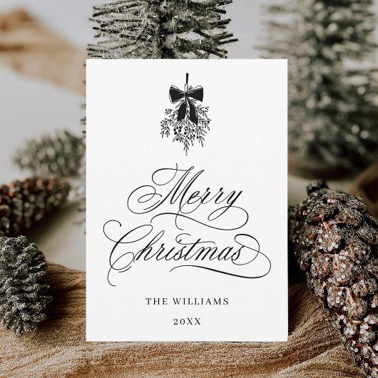 ホリーベリーブーケロマンチックなクリスマスフォトフラット シーズンカード