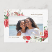 ホリーベリーポインセティアスパインコーン写真 シーズンポストカード (正面)