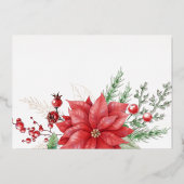 ホリーベリーポインセティアスパインコーン写真 箔シーズンカード (裏面)