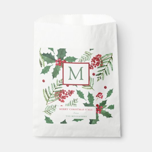 ホリーベリーメリークリスマスモノグラム フェイバーバッグ (正面)