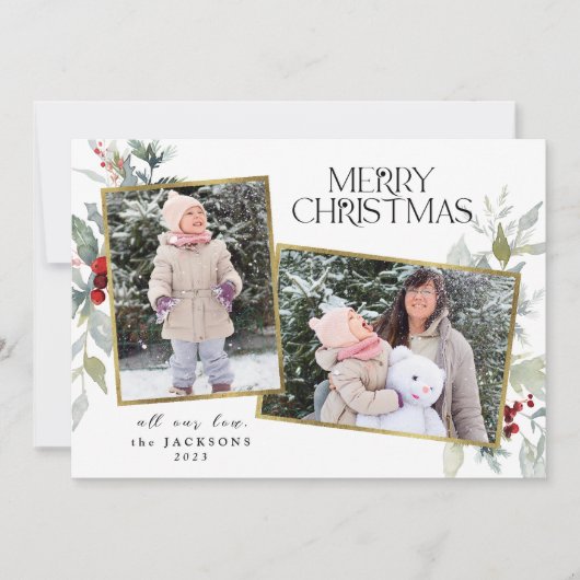 ホリーベリーメリークリスマス2フォトコラージュ シーズンカード (正面)
