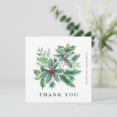 ホリーベリーリースクリスマスグリーティングホリデータン サンキューカード (スタンド正面)