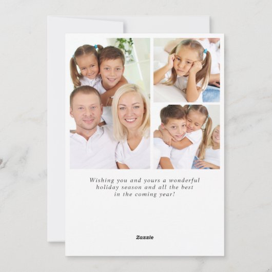 ホリーベリーリースクリスマスグリーティング3写真 シーズンカード (裏面)