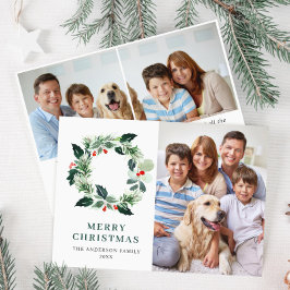 ホリーベリーリースクリスマスグリーティング3 PHOTO シーズンカード