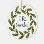 ホリーベリーリースデザインオーナメント セラミックオーナメント (左)