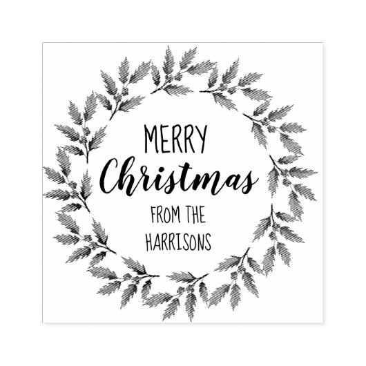 ホリーベリーリースデザイン(3)アートスタンプ ラバースタンプ (インプリント)