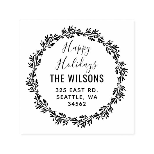 ホリーベリーリースホリデイ差出人住所 セルフインキングスタンプ (デザイン)