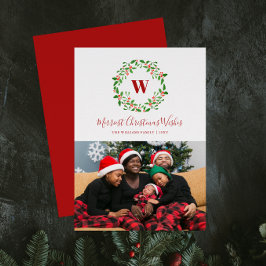 ホリーベリーリースモノグラムホリディフォトカード シーズンカード