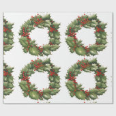 ホリーベリーリースラッピング紙 ラッピングペーパー (フラット)