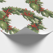 ホリーベリーリースラッピング紙 ラッピングペーパー (角)