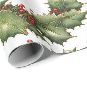 ホリーベリーリースラッピング紙 ラッピングペーパー (ロールコーナー)