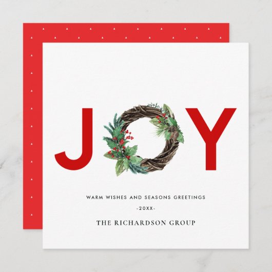 ホリーベリーレッドジョイリース企業のクリスマス シーズンカード (正面/裏面)