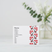 ホリーベリーレッドフラワークロスステッチデザイン 名刺 (スタンド正面)