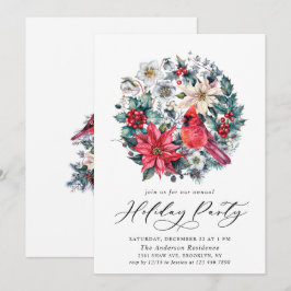 ホリーベリーレッド（鳥）ショウジョウコウカンチョウヴィンテージホリデーパーティー 招待状