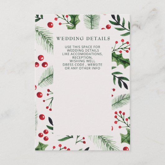 ホリーベリー冬の結婚式 エンクロージャーカード (正面)