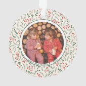 ホリーベリー冬の緑の写真名セラミック オーナメント (裏面)