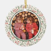 ホリーベリー冬の緑の写真名 セラミックオーナメント (正面)