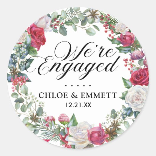 ホリーベリー婚約パーティ封筒用シール ラウンドシール (正面)