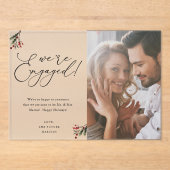 ホリーベリー我々は婚約した1フォトホリデー アクリル招待状 (正面)