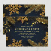 ホリーベリー松ぼっくり枝のクリスマス パーティー 招待状 (正面/裏面)