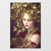 ホリーベリー美しい女性クリスマス ウィンドウサイン (シート)