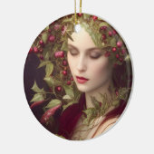 ホリーベリー美しい女性クリスマス セラミックオーナメント (左)