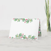 ホリーベリー金ゴールドボタニカルフォトホリデーカード シーズンカード (裏面)