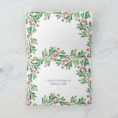 ホリーベリー金ゴールドボタニカルフォトホリデーカード シーズンカード (内部)