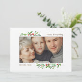 ホリーベリー金ゴールドボタニカルフォトホリデーカード 招待状 (スタンド正面)