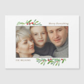 ホリーベリー金ゴールドボタニカルフォトホリデーマグネティック (正面)