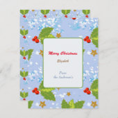 ホリーベリー雪と星メリークリスマス ノートカード (正面/裏面)