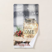ホリーベリー、キャンドル、クリスマス バスタオルセット (ハンドタオル)