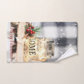 ホリーベリー、キャンドル、クリスマス バスタオルセット (ハンドタオル)