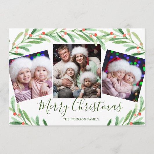 ホリーベリー ブランチ3 写真 クリスマス グリーティング (正面)