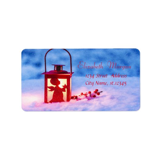 ホリーベリー，ランプ，雪の休日 ラベル (正面)