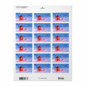 ホリーベリー，ランプ，雪の休日 ラベル (フルシート)