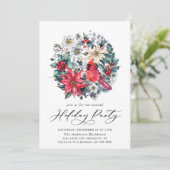 ホリーベリー レッドカーディナル ビンテージ ホリデーパーティー 招待状 (スタンド正面)