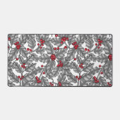 ホリーベリー、白葉色の灰色の デスクマット (正面)
