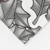 ホリーベリー、白葉色の灰色の フリースブランケット (角)