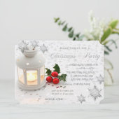 ホリーベリー、雪の結晶、星、企業パーティー 招待状 (スタンド正面)