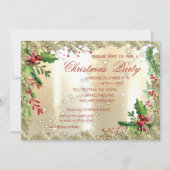 ホリーベリー、雪片、企業のクリスマスパーティー 招待状 (正面)