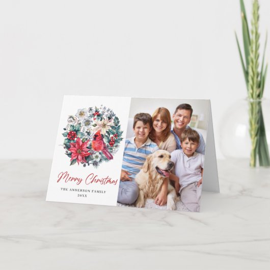 ホリーベリー（鳥）ショウジョウコウカンチョウクリスマスグリーティ企業のング シーズンカード (正面)