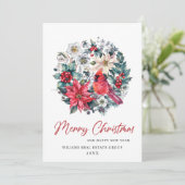 ホリーベリー（鳥）ショウジョウコウカンチョウクリスマスグリーティ企業のング シーズンカード (スタンド正面)